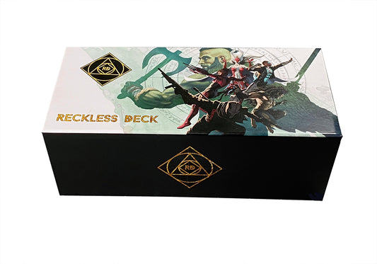 a front view image or Reckless Deck's custom magnetic box